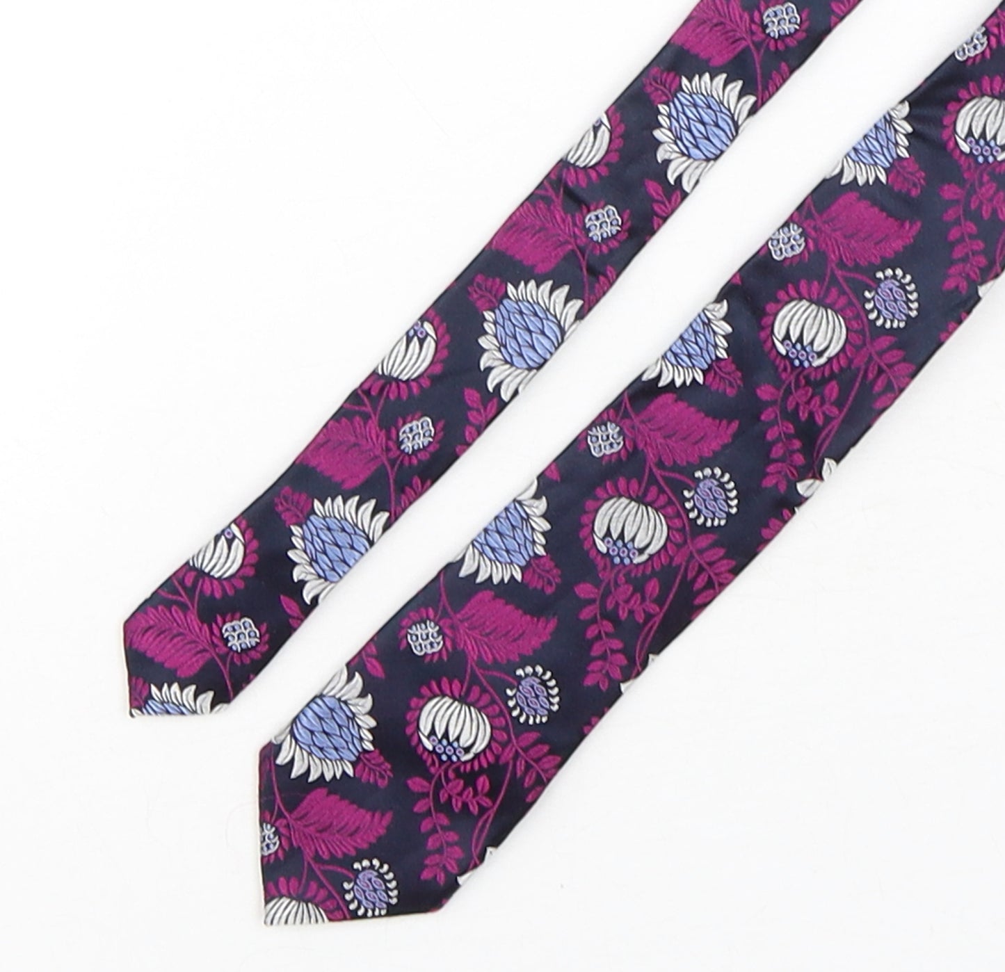 Preworn  Mens Multicoloured Floral Silk Pointed Tie One Size