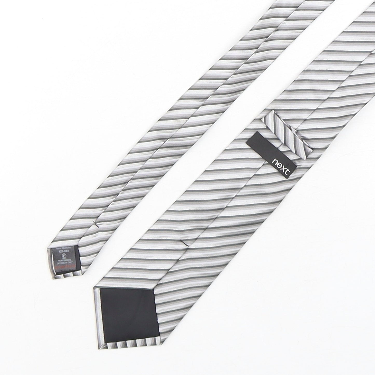 NEXT Mens Silver Striped Silk Pointed Tie One Size