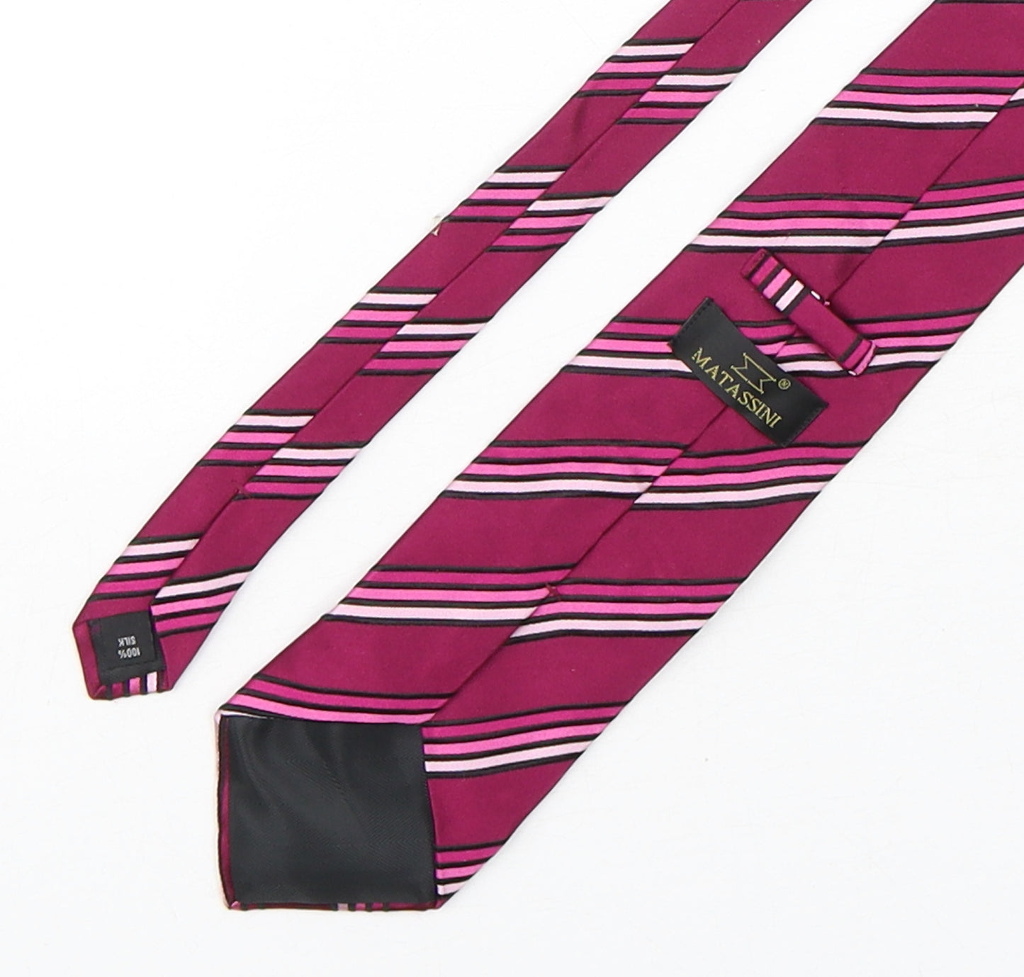 Matassini Mens Purple Striped Silk Pointed Tie One Size