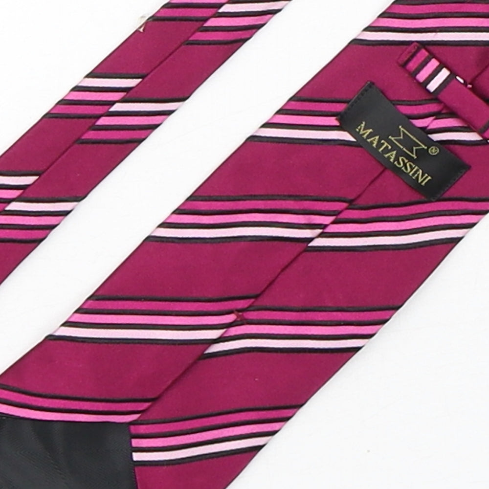 Matassini Mens Purple Striped Silk Pointed Tie One Size