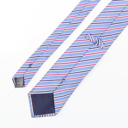 Marks and Spencer Mens Multicoloured Striped Silk Pointed Tie One Size