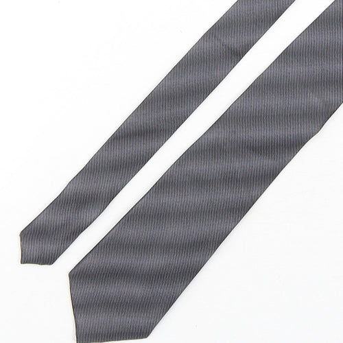 Autograph  Mens Grey Striped Silk Pointed Tie One Size
