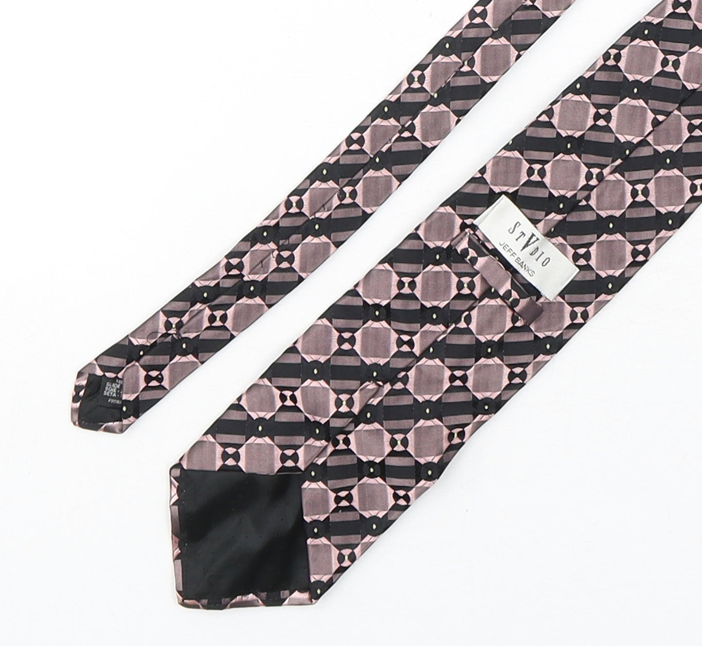 Stvdio Mens Pink Geometric Silk Pointed Tie One Size