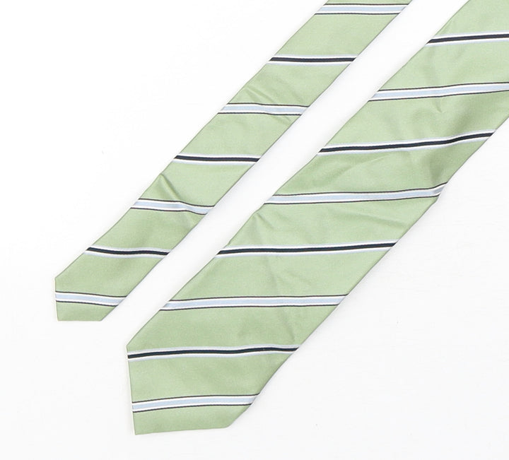 Eterna Mens Green Striped Silk Pointed Tie One Size