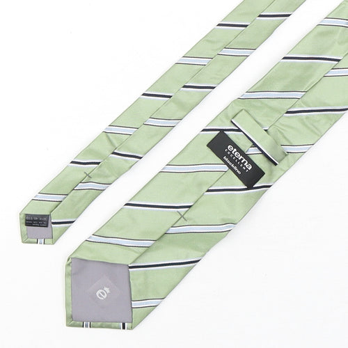 Eterna Mens Green Striped Silk Pointed Tie One Size