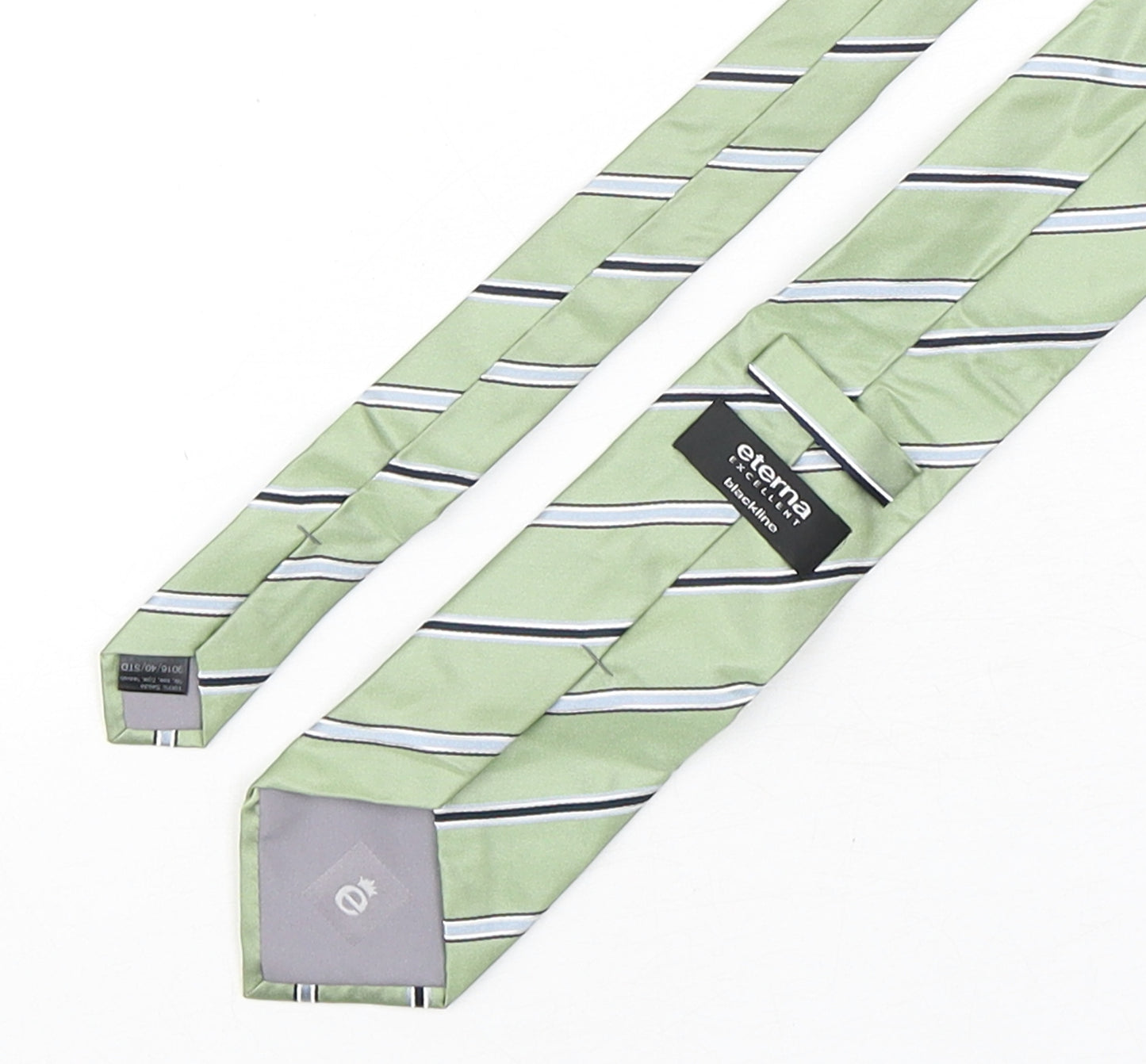 Eterna Mens Green Striped Silk Pointed Tie One Size