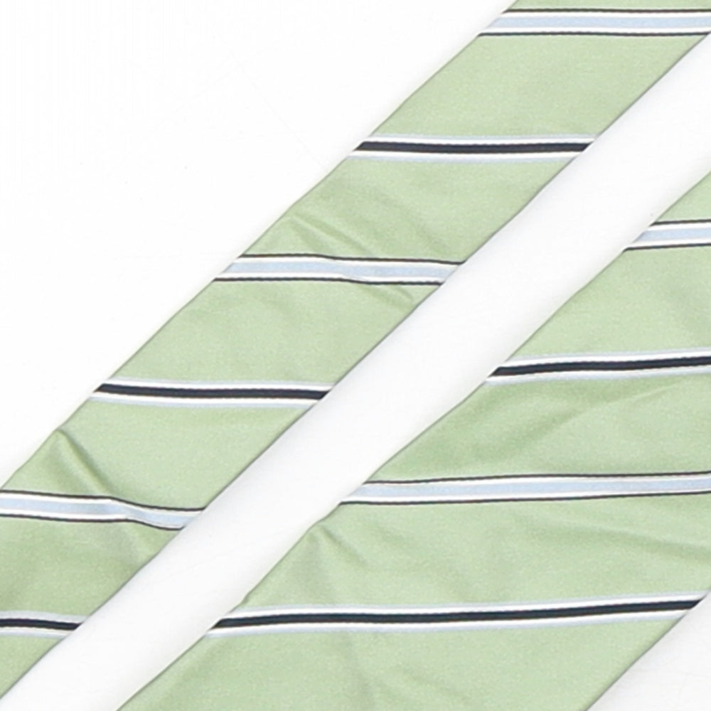 Eterna Mens Green Striped Silk Pointed Tie One Size
