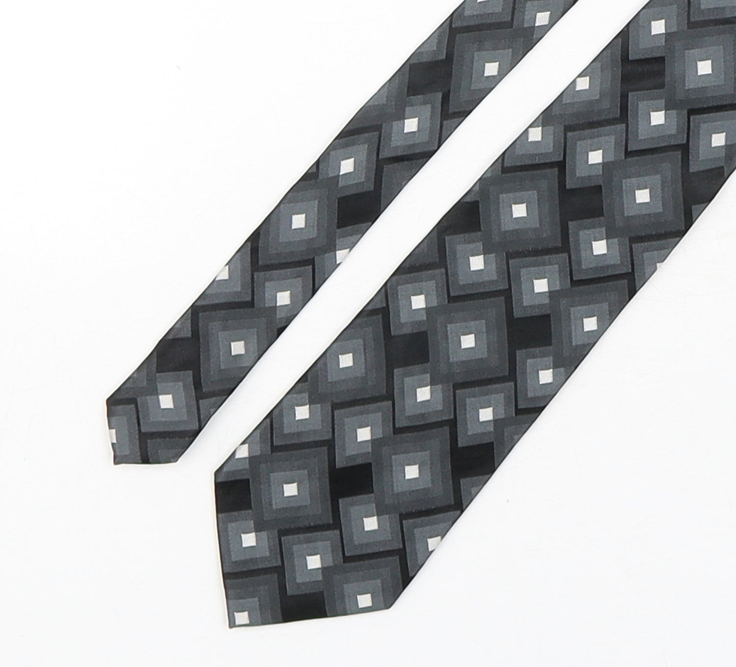 Enrico Rossini Mens Grey Geometric Silk Pointed Tie One Size