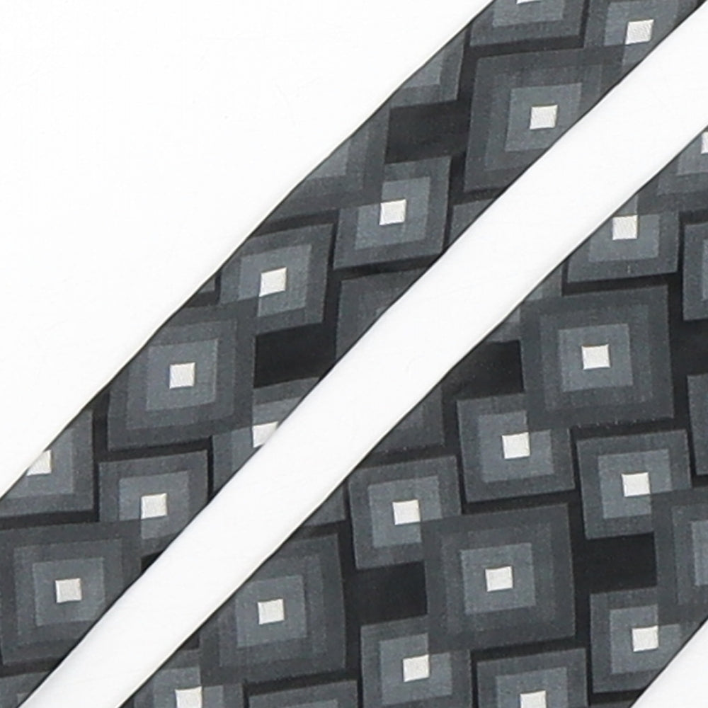 Enrico Rossini Mens Grey Geometric Silk Pointed Tie One Size