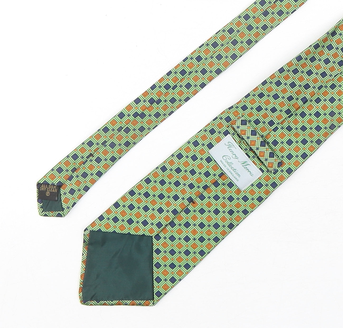 Henry Morris  Mens Multicoloured Plaids & Checks Silk Pointed Tie One Size