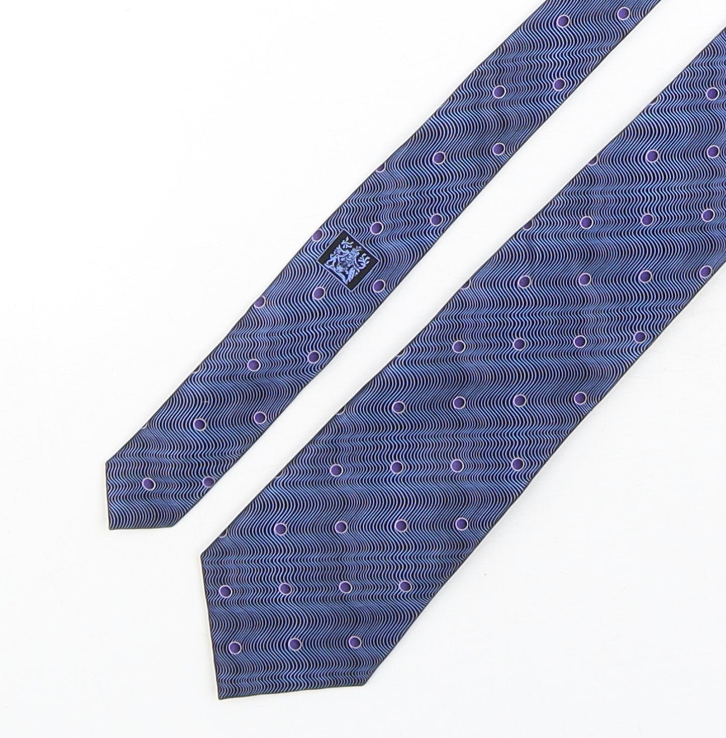 Marks and Spencer Mens Blue Geometric Silk Pointed Tie One Size