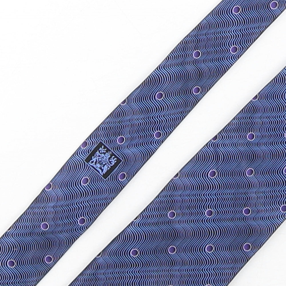 Marks and Spencer Mens Blue Geometric Silk Pointed Tie One Size