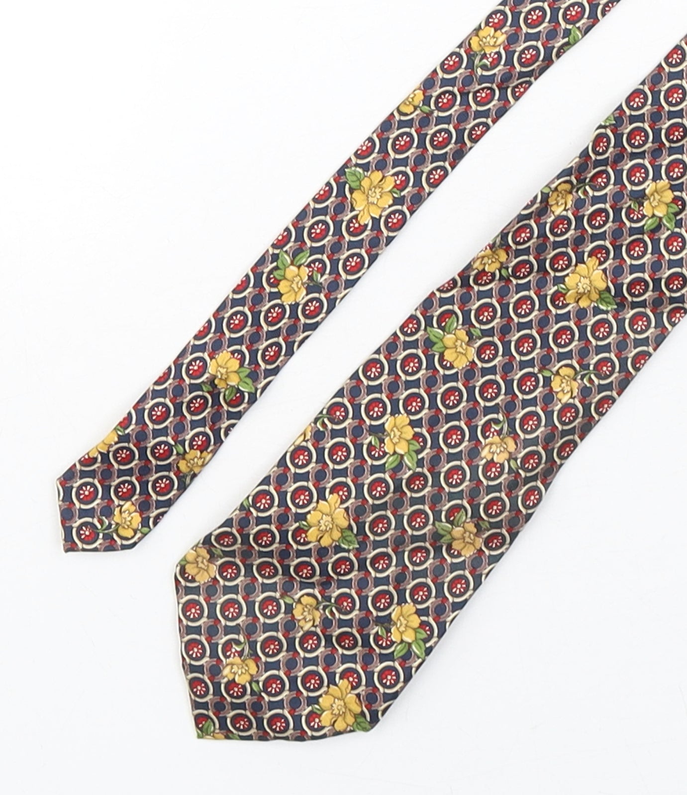Items  Mens Multicoloured Geometric Silk Pointed Tie One Size