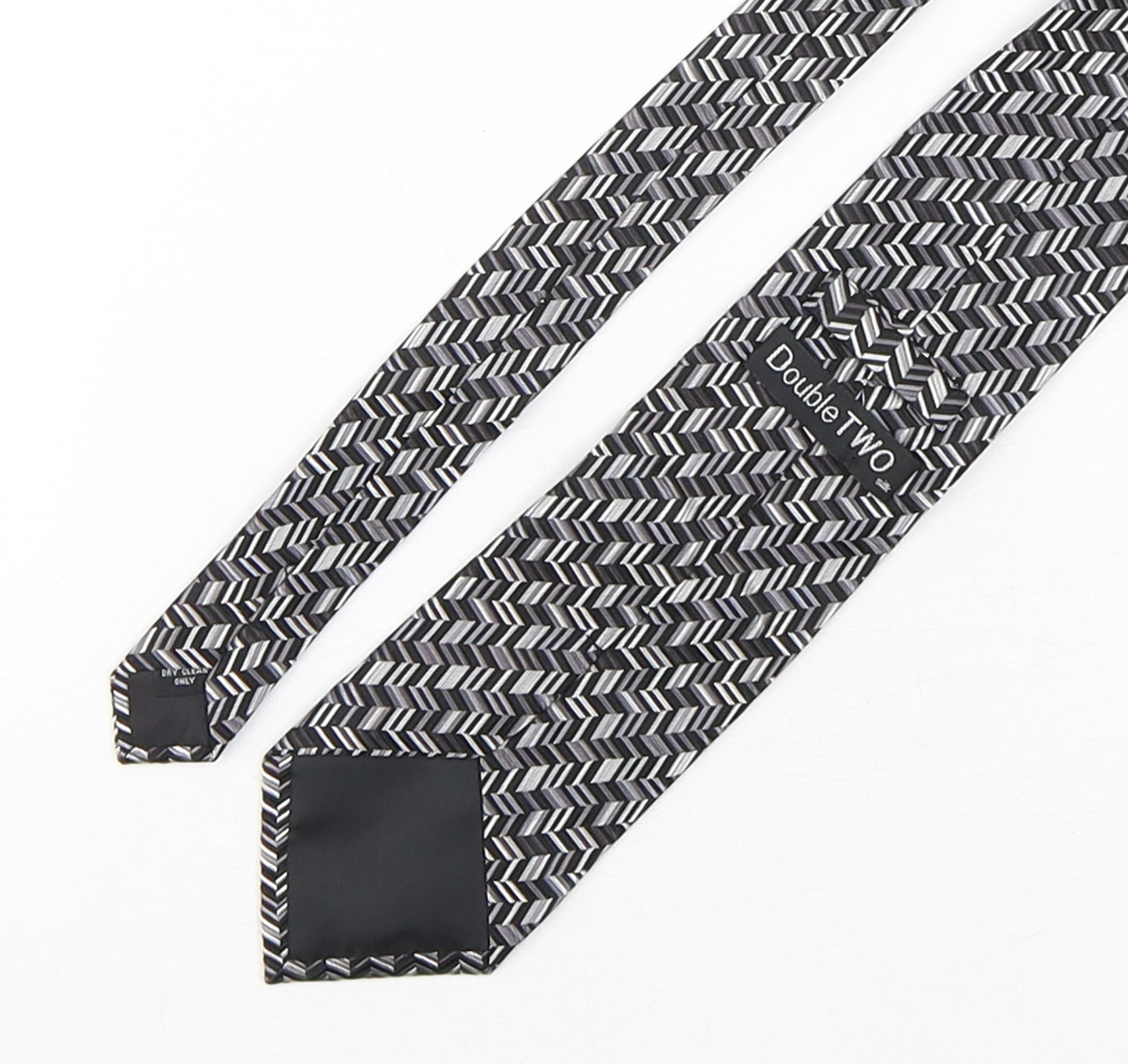 Double TWO Mens Multicoloured Geometric Silk Pointed Tie One Size