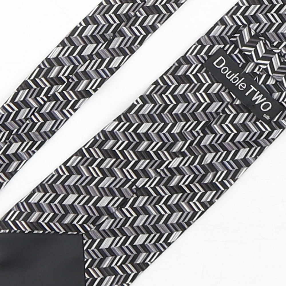 Double TWO Mens Multicoloured Geometric Silk Pointed Tie One Size