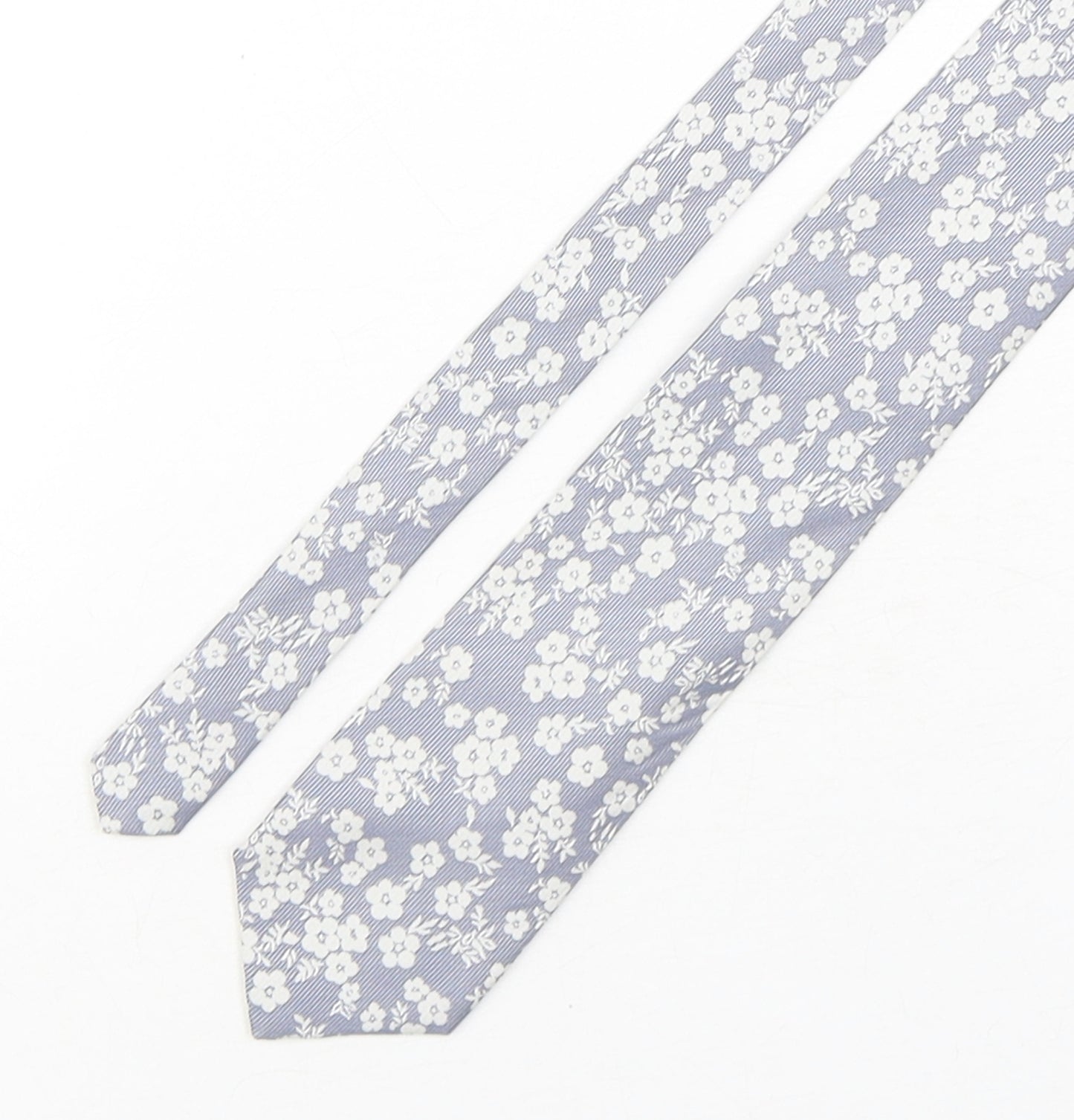 Man at LA Mens Grey Floral Silk Pointed Tie One Size