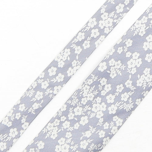 Man at LA Mens Grey Floral Silk Pointed Tie One Size