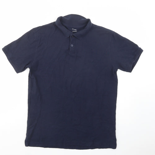 Dunnes Stores Mens Blue  Cotton  Polo Size S Collared Button