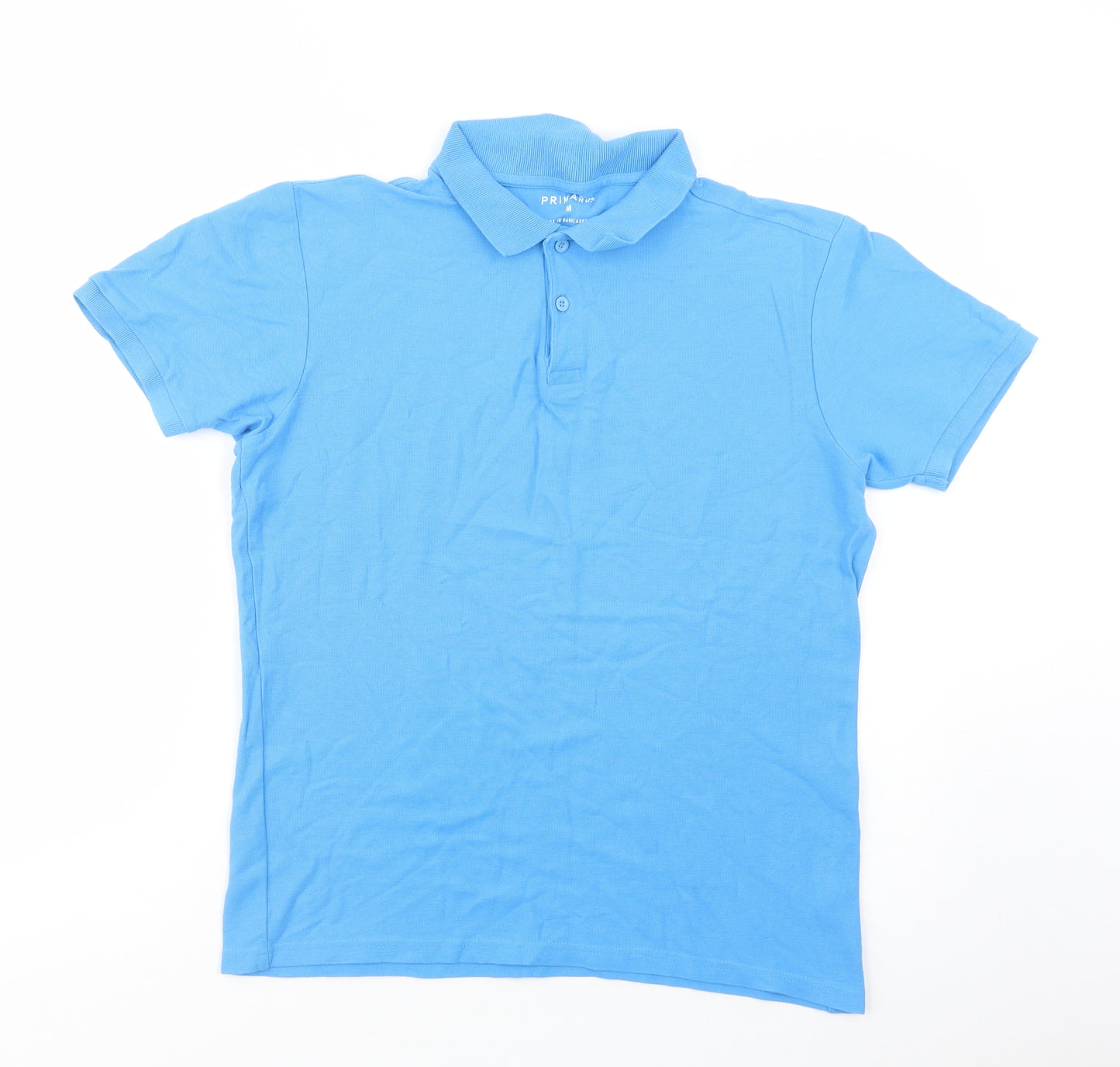 Primark Mens Blue  Cotton  Polo Size M Collared Button