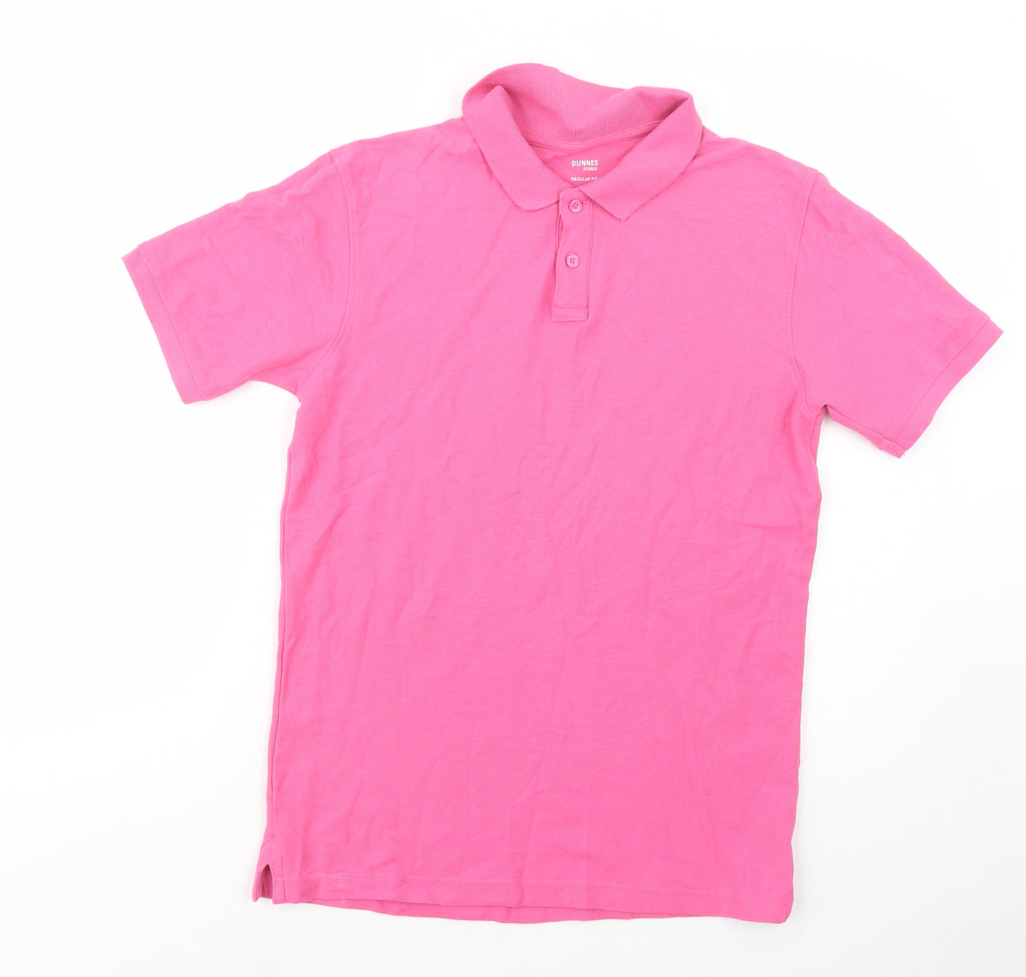 Dunnes Stores Mens Pink  Cotton  Polo Size S Collared Button
