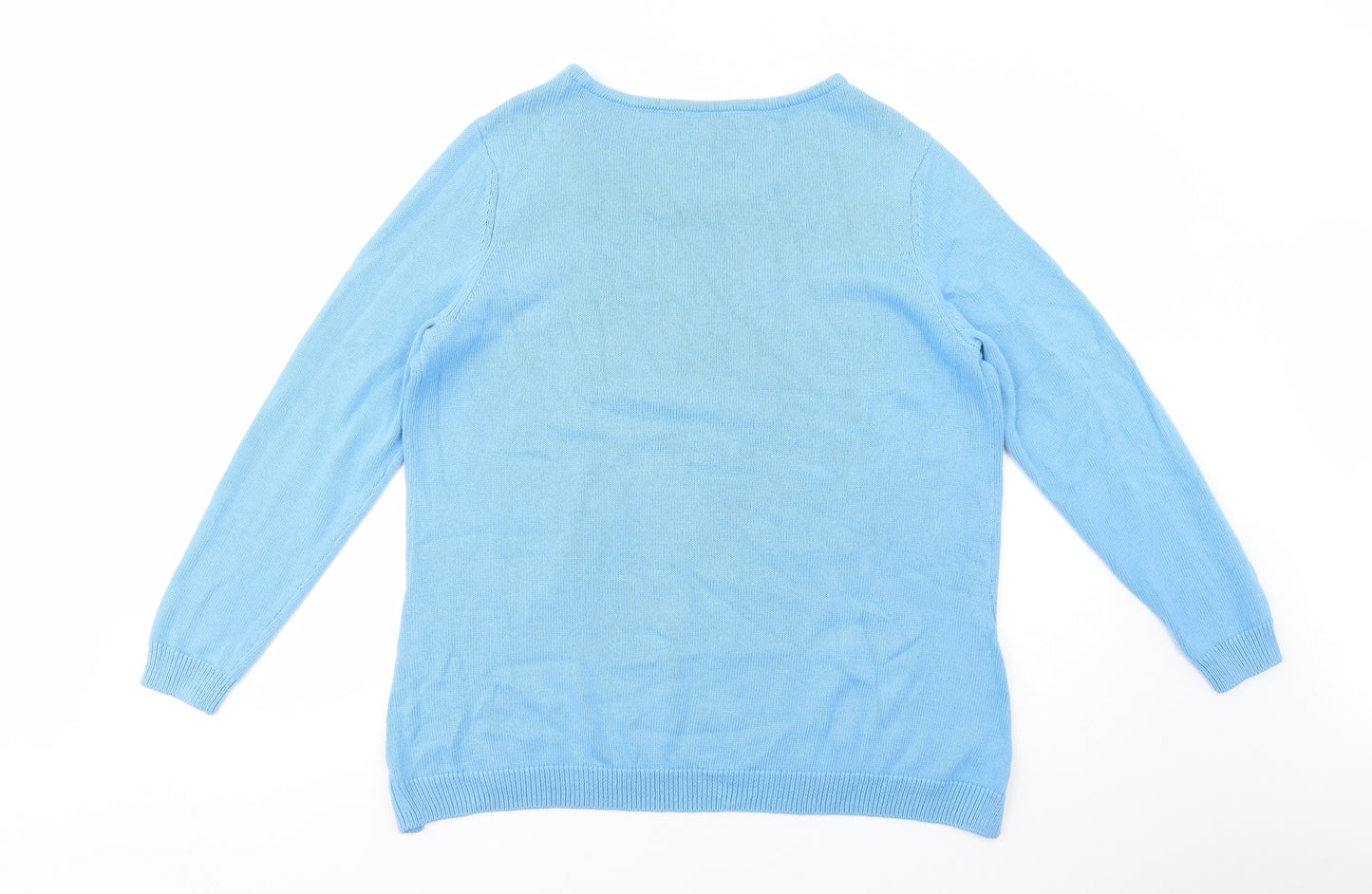 bonprix Womens Blue Scoop Neck  Acrylic Pullover Jumper Size L