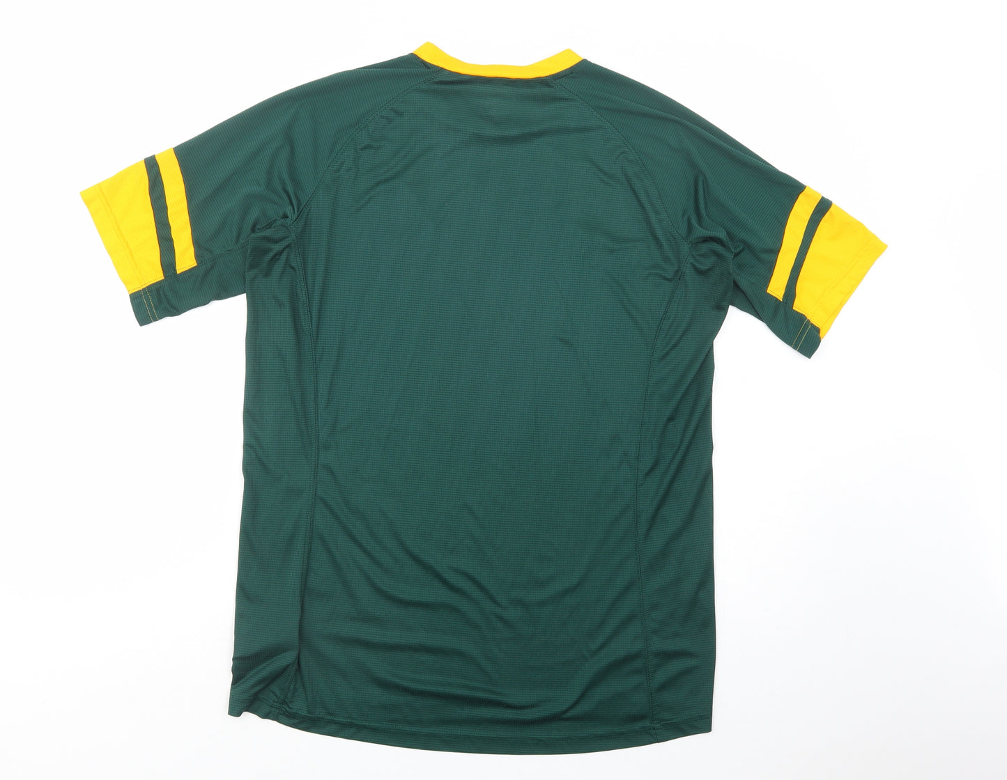 ASICS Mens Green  Polyester Jersey T-Shirt Size L Crew Neck Pullover - South Africa Rugby