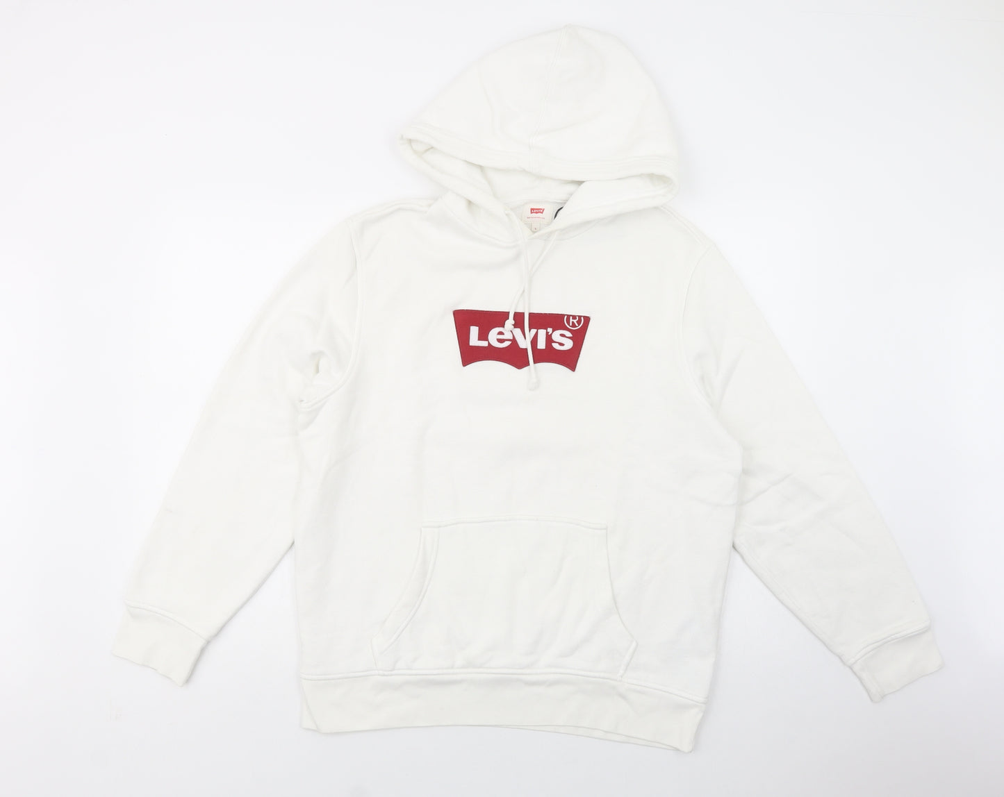 Levi's Mens White  Cotton Pullover Hoodie Size L