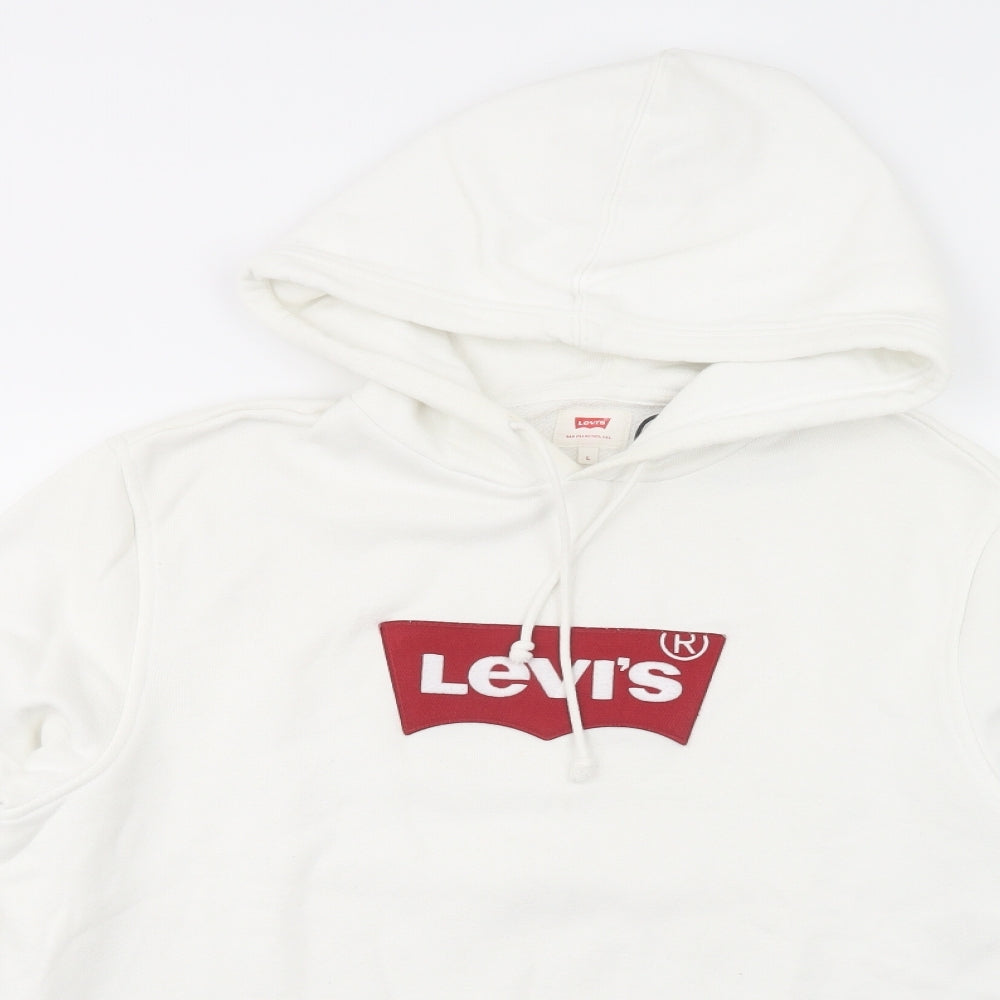Levi's Mens White  Cotton Pullover Hoodie Size L