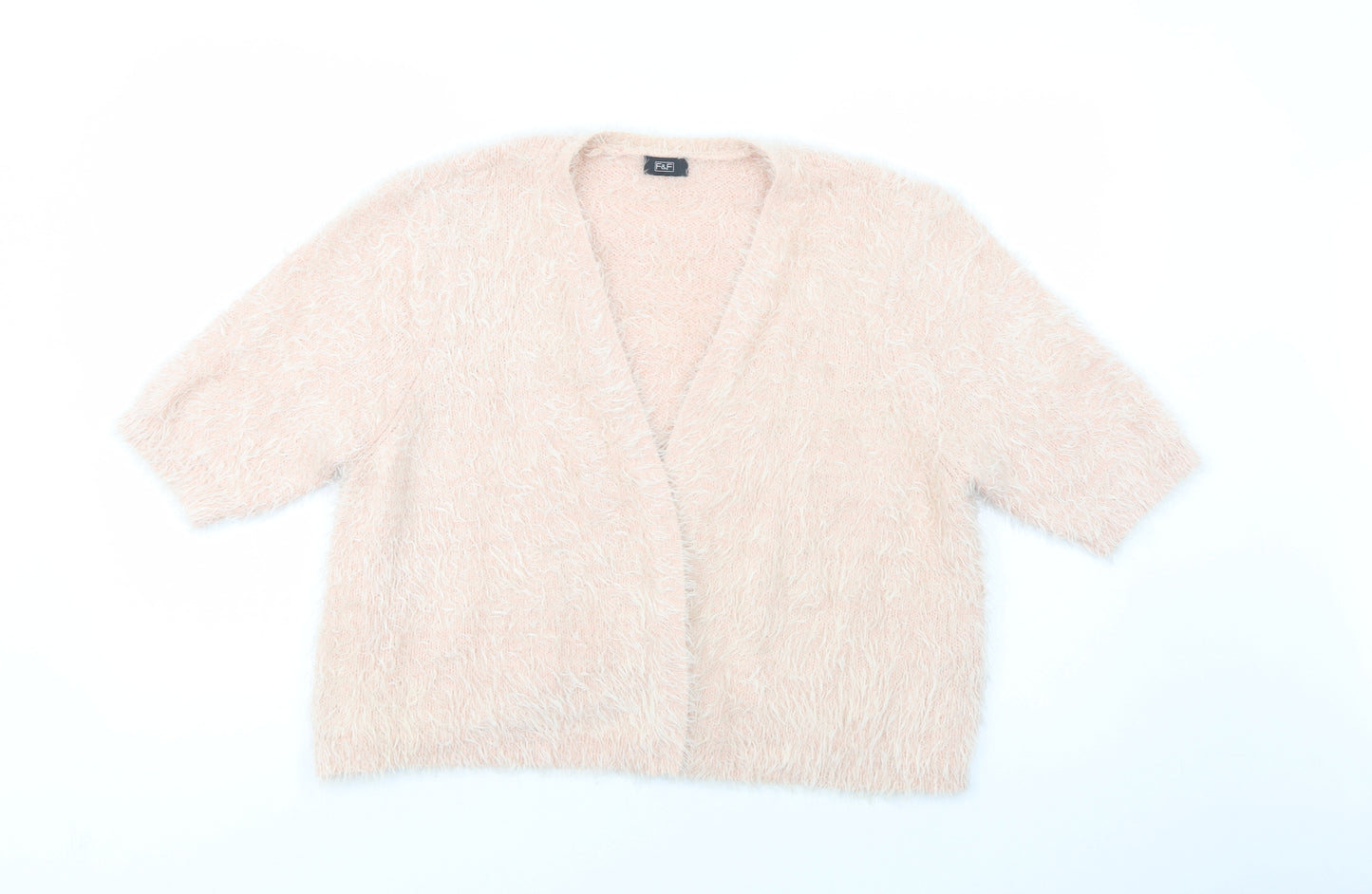 F&F Womens Pink V-Neck  Acrylic Shrug Jumper Size 22
