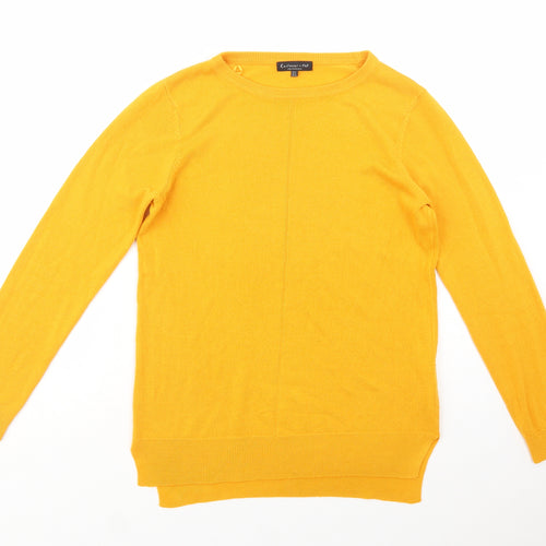 F&F Womens Yellow Crew Neck  Acrylic Pullover Jumper Size 8