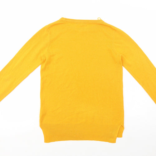 F&F Womens Yellow Crew Neck  Acrylic Pullover Jumper Size 8