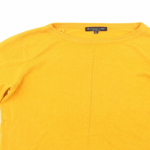 F&F Womens Yellow Crew Neck  Acrylic Pullover Jumper Size 8