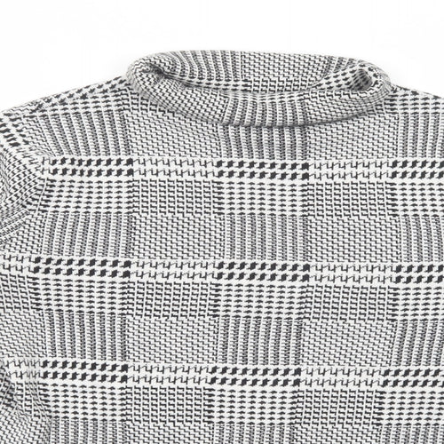 Viyella Womens Black Roll Neck Geometric Cotton Pullover Jumper Size M