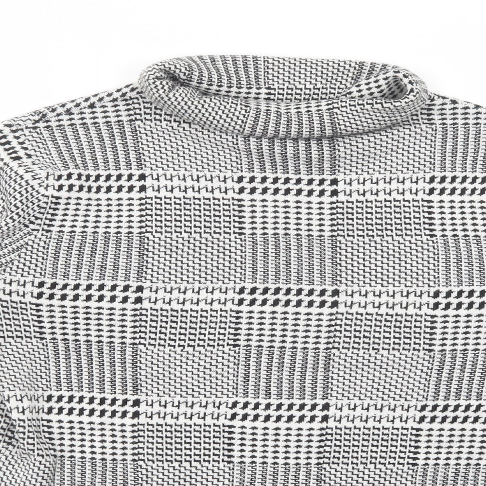 Viyella Womens Black Roll Neck Geometric Cotton Pullover Jumper Size M