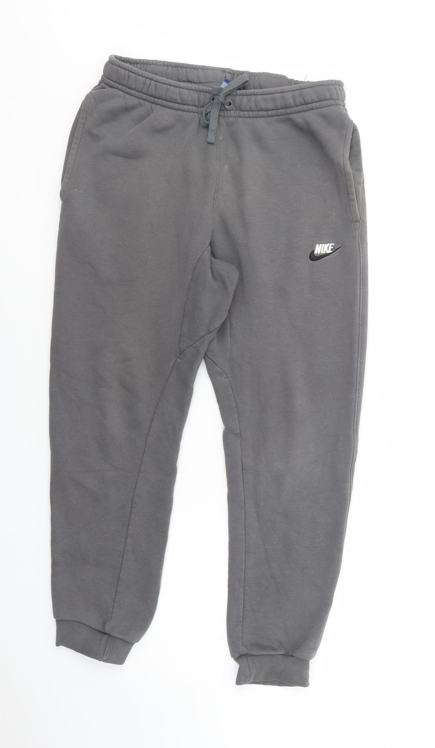 Nike Womens Grey  Cotton Jogger Trousers Size S L28 in Regular Drawstring