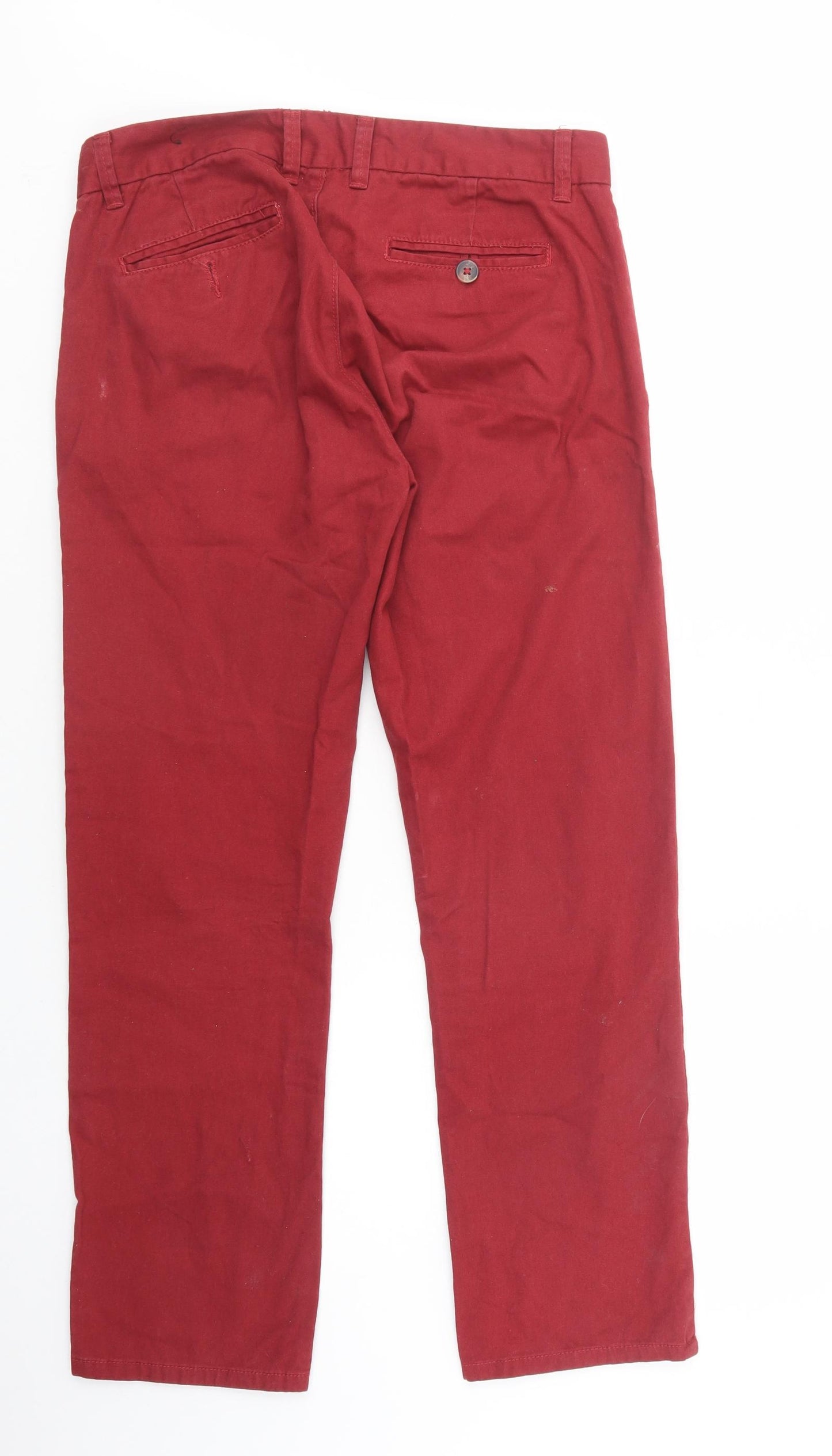 Industrialize Mens Red  Cotton Chino Trousers Size 32 in L31 in Regular Button