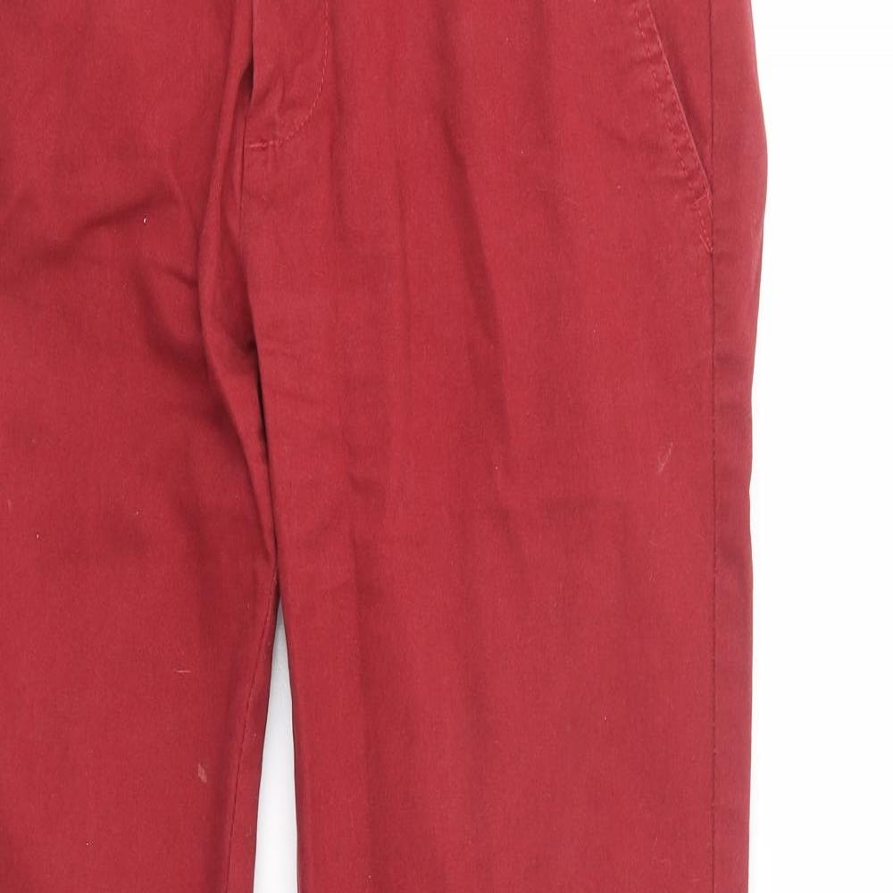 Industrialize Mens Red  Cotton Chino Trousers Size 32 in L31 in Regular Button