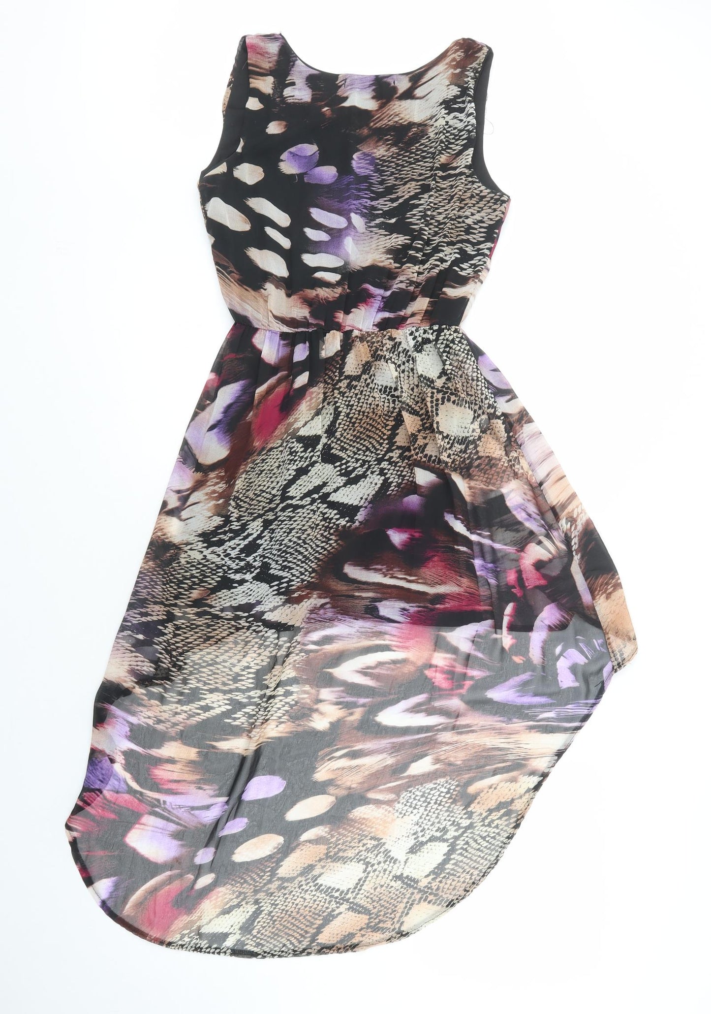 Oh My Love Womens Black Animal Print Polyester Tank Dress  Size XS  Scoop Neck Pullover