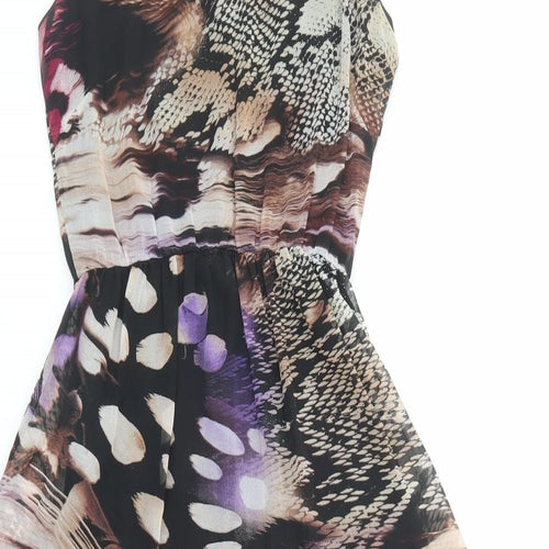 Oh My Love Womens Black Animal Print Polyester Tank Dress  Size XS  Scoop Neck Pullover
