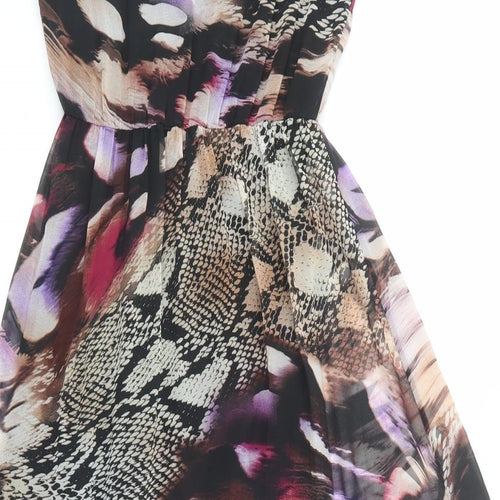 Oh My Love Womens Black Animal Print Polyester Tank Dress  Size XS  Scoop Neck Pullover