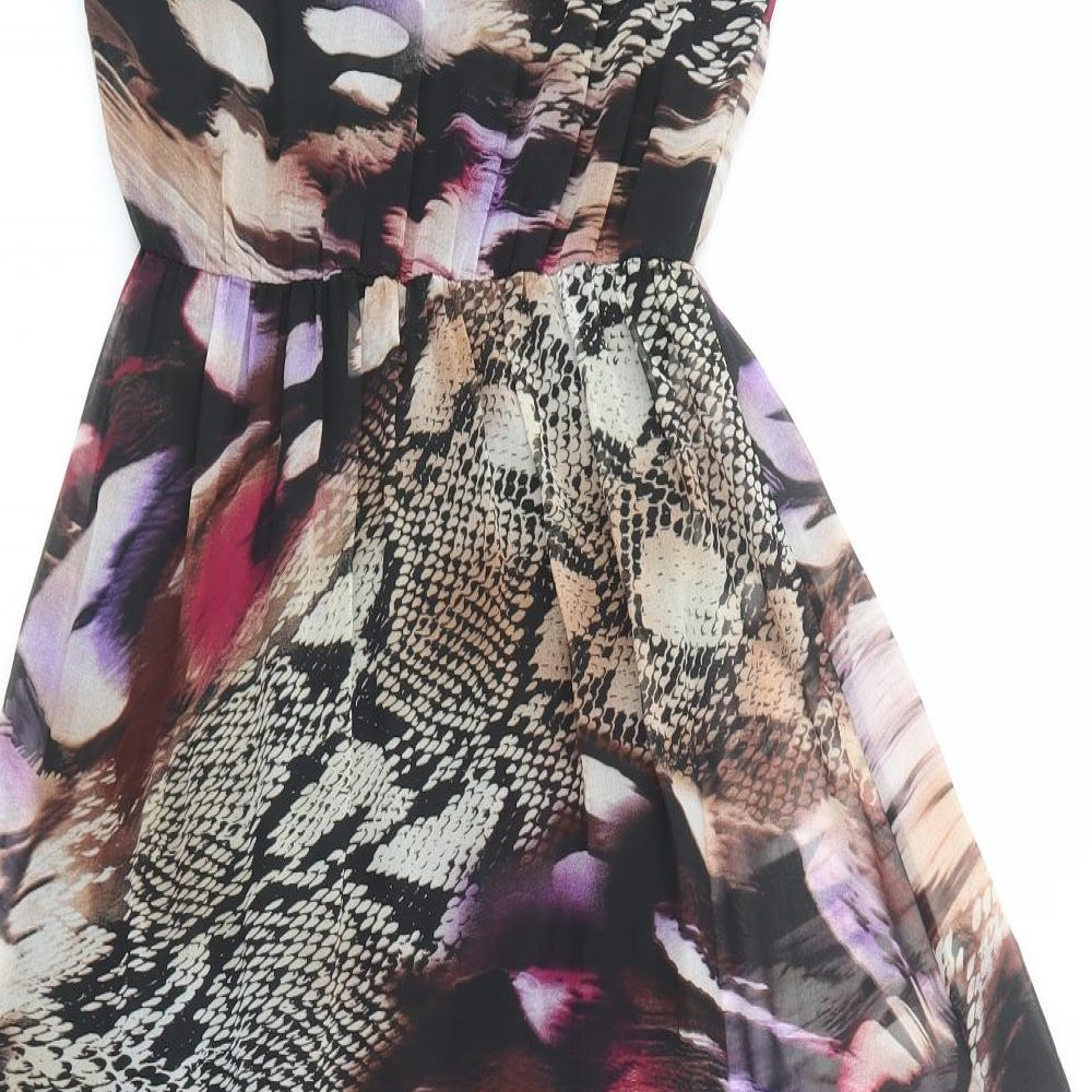 Oh My Love Womens Black Animal Print Polyester Tank Dress  Size XS  Scoop Neck Pullover