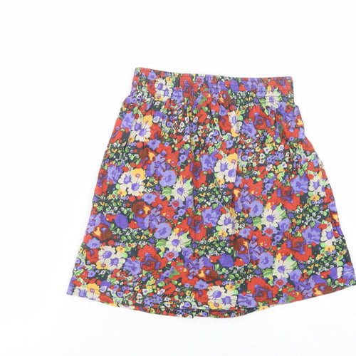 River Island Womens Multicoloured Floral Cotton Mini Skirt Size 6   Button