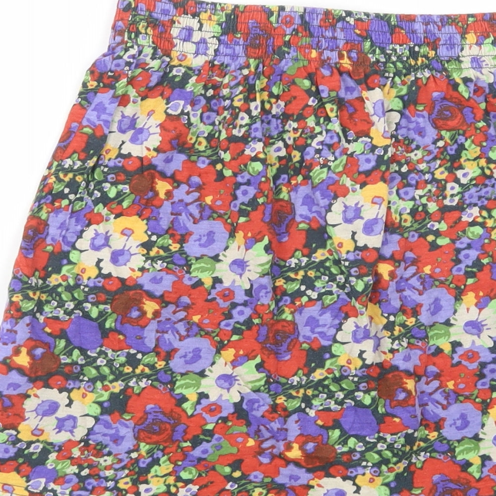 River Island Womens Multicoloured Floral Cotton Mini Skirt Size 6   Button