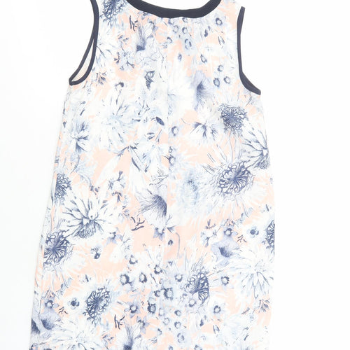 New Look Womens Blue Floral Polyester Tank Dress  Size 8  Crew Neck Pullover
