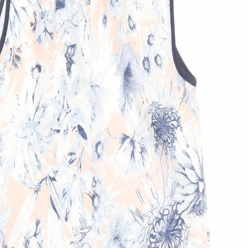 New Look Womens Blue Floral Polyester Tank Dress  Size 8  Crew Neck Pullover