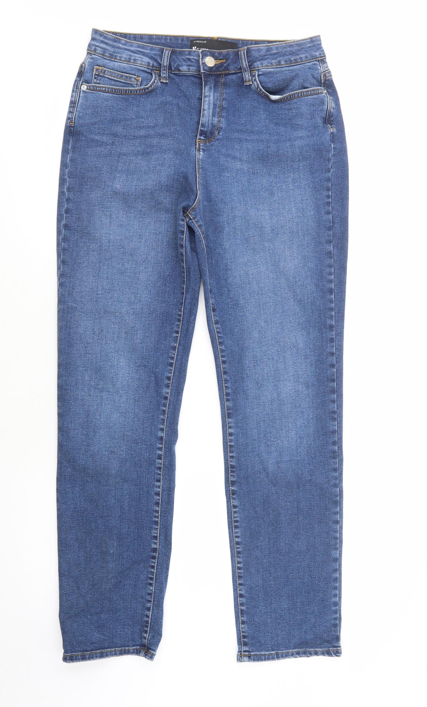 Very Womens Blue  Cotton Straight Jeans Size 29 in L31 in Regular Button