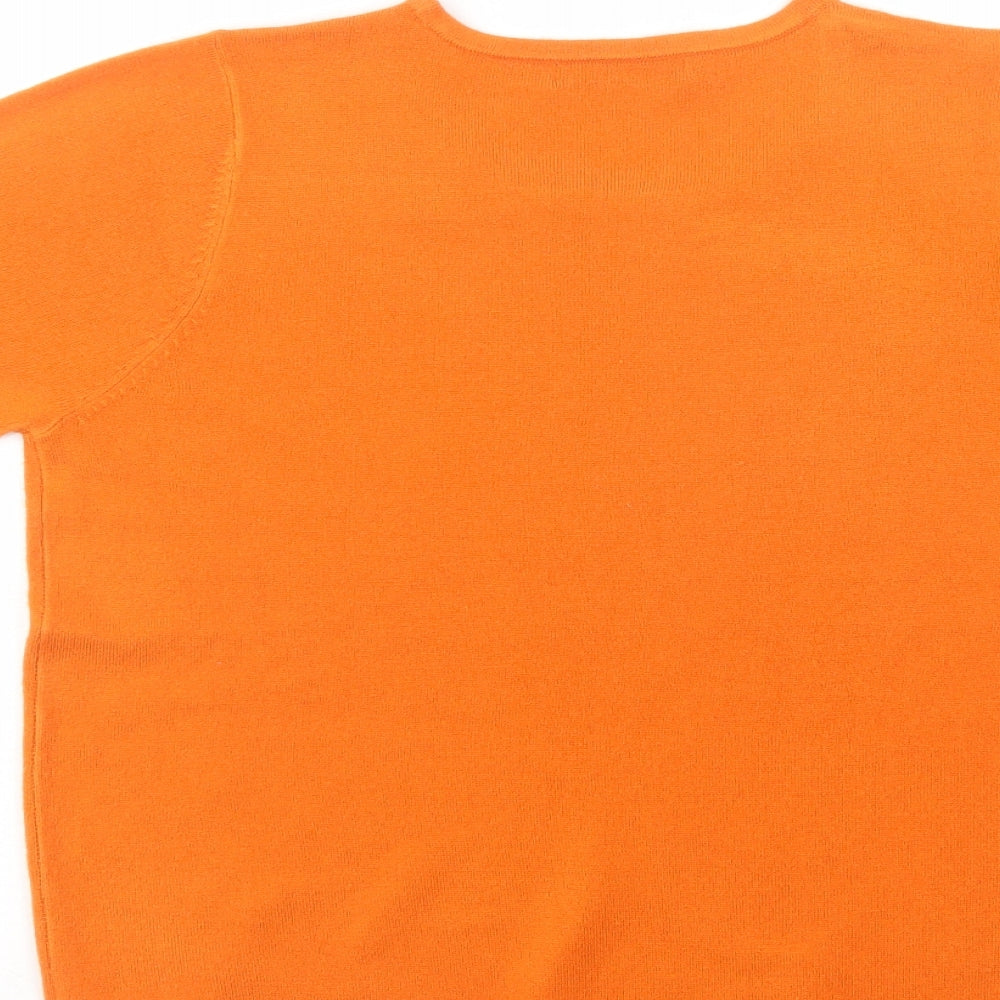 Bonmarché Womens Orange Crew Neck  Acrylic Pullover Jumper Size 14