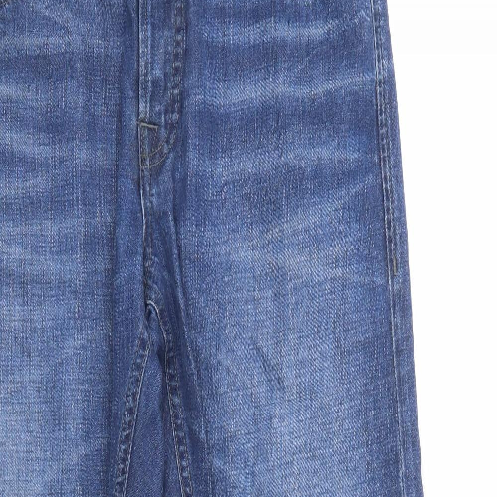JACK & JONES Mens Blue  Cotton Bootcut Jeans Size 30 in L30 in Regular Button
