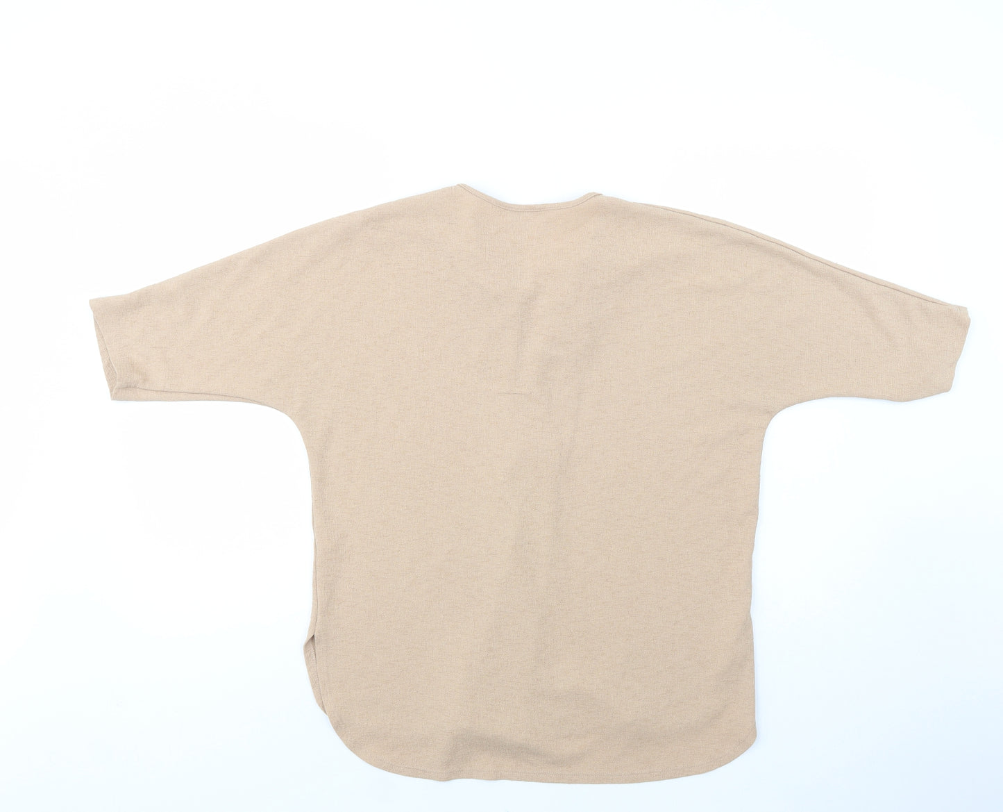 Gallery Womens Beige  Polyester Basic Blouse Size M V-Neck