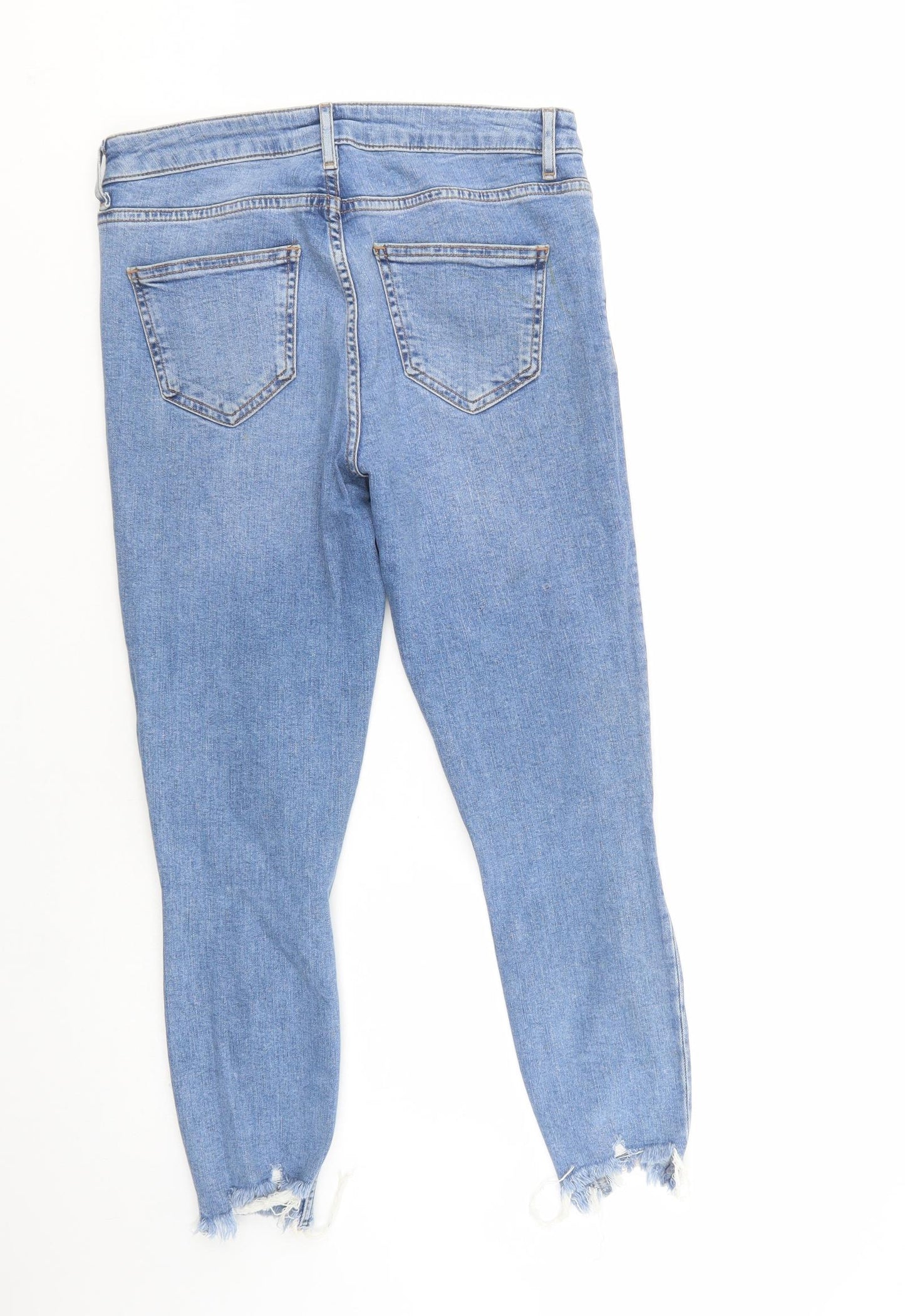 New Look Womens Blue Floral Cotton Skinny Jeans Size 12 L26 in Regular Button